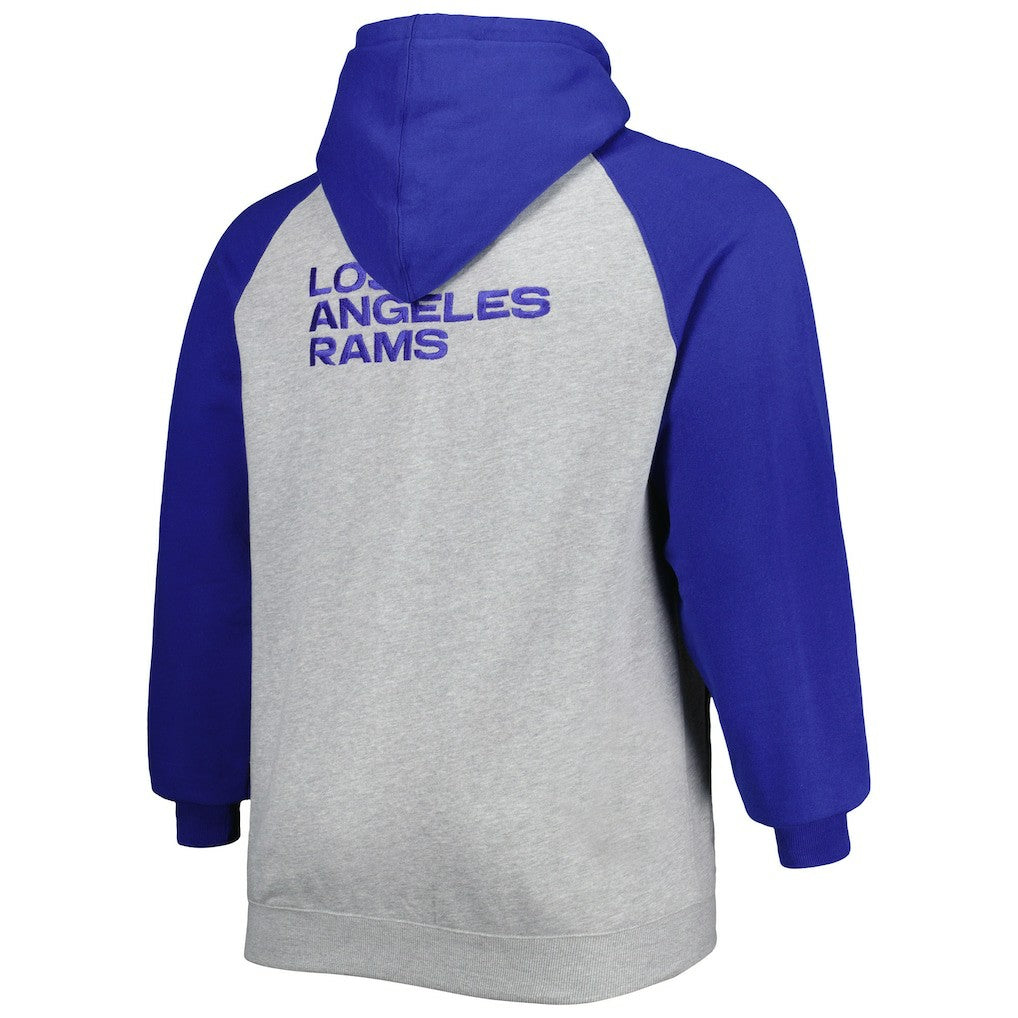 Big & Tall Fleece Raglan Full-Zip Hoodie Jacket - Los Angeles Rams