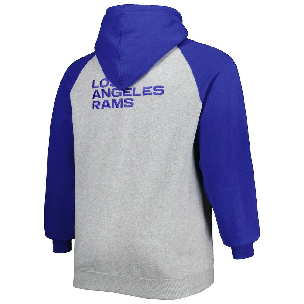 Big & Tall Fleece Raglan Full-Zip Hoodie Jacket - Los Angeles Rams