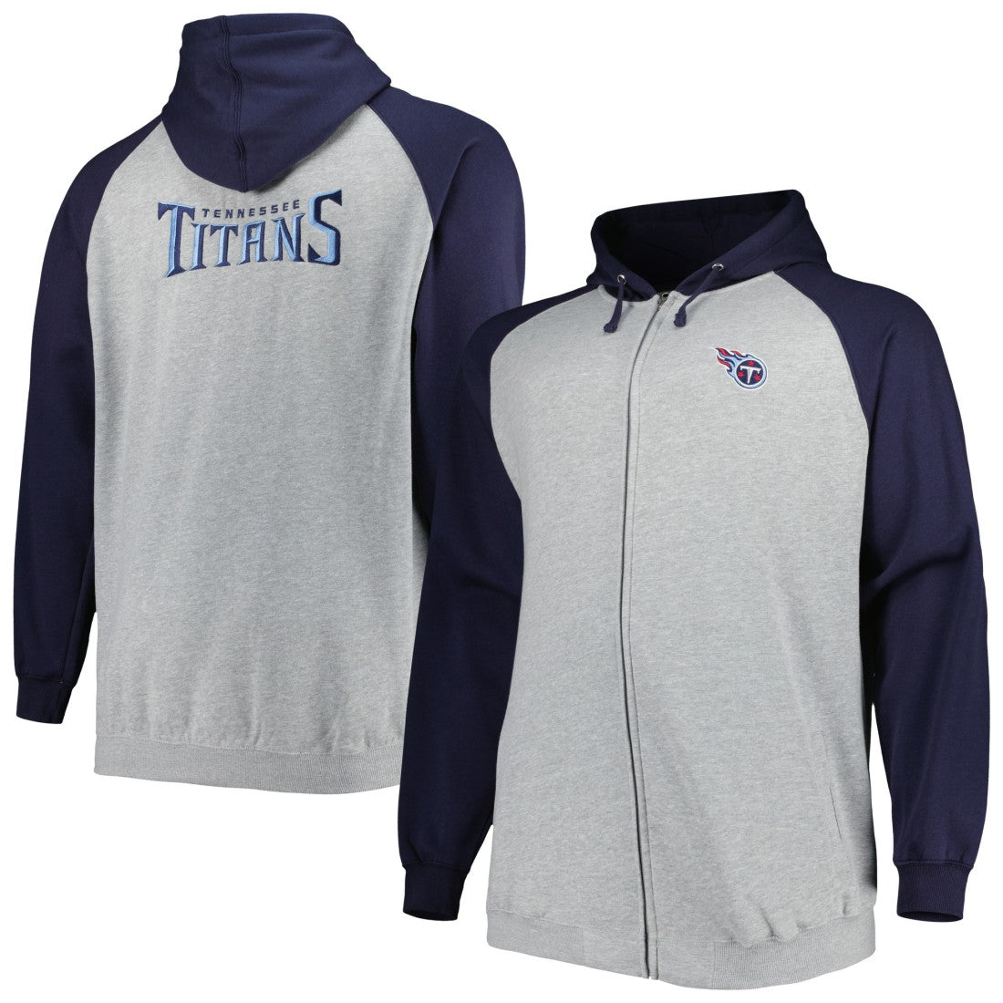 Big & Tall Fleece Raglan Full-Zip Hoodie Jacket - Tennessee Titans