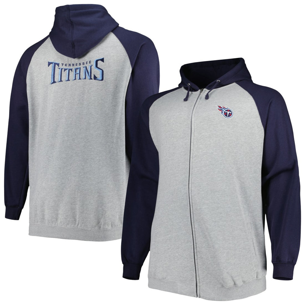 Big & Tall Fleece Raglan Full-Zip Hoodie Jacket - Tennessee Titans
