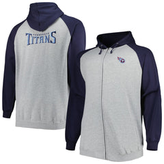 Big & Tall Fleece Raglan Full-Zip Hoodie Jacket - Tennessee Titans