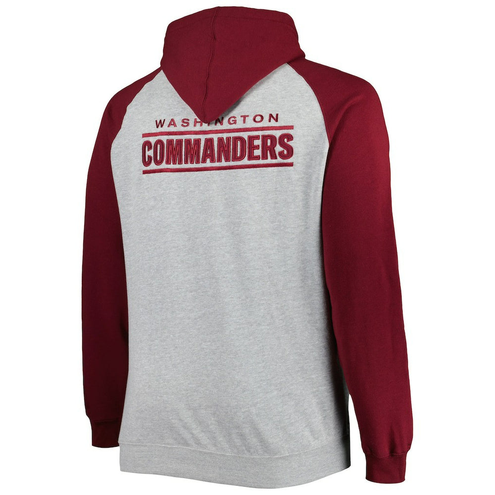 Big & Tall Fleece Raglan Full-Zip Hoodie Jacket - Washington Commanders