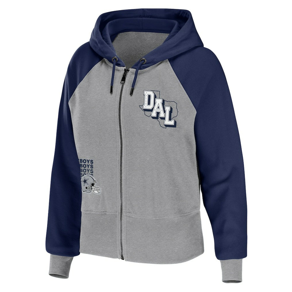 WEAR by Erin Andrews Women's Colorblock Lightweight Full-Zip Hoodie - Dallas Cowboys