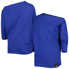 KIYA TOMLIN Women's Twisted Tri-Blend Asymmetrical 3/4-Dolman Sleeve Sweatshirt - Buffalo Bills