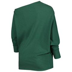 KIYA TOMLIN Women's Twisted Tri-Blend Asymmetrical 3/4-Dolman Sleeve Sweatshirt - Green Bay Packers