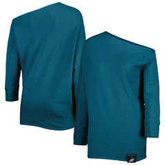 KIYA TOMLIN Women's Twisted Tri-Blend Asymmetrical 3/4-Dolman Sleeve Sweatshirt - Philadelphia Eagles