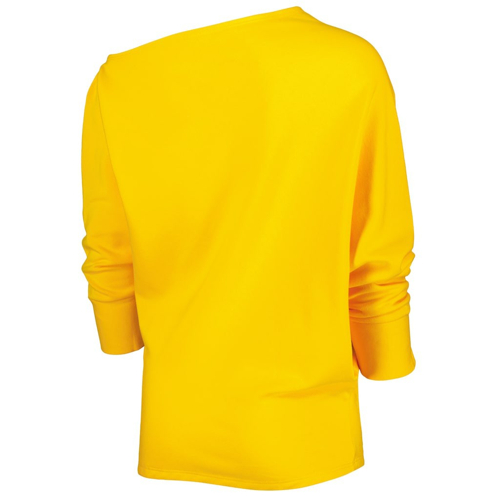KIYA TOMLIN Women's Twisted Tri-Blend Asymmetrical 3/4-Dolman Sleeve Sweatshirt - Pittsburgh Steelers