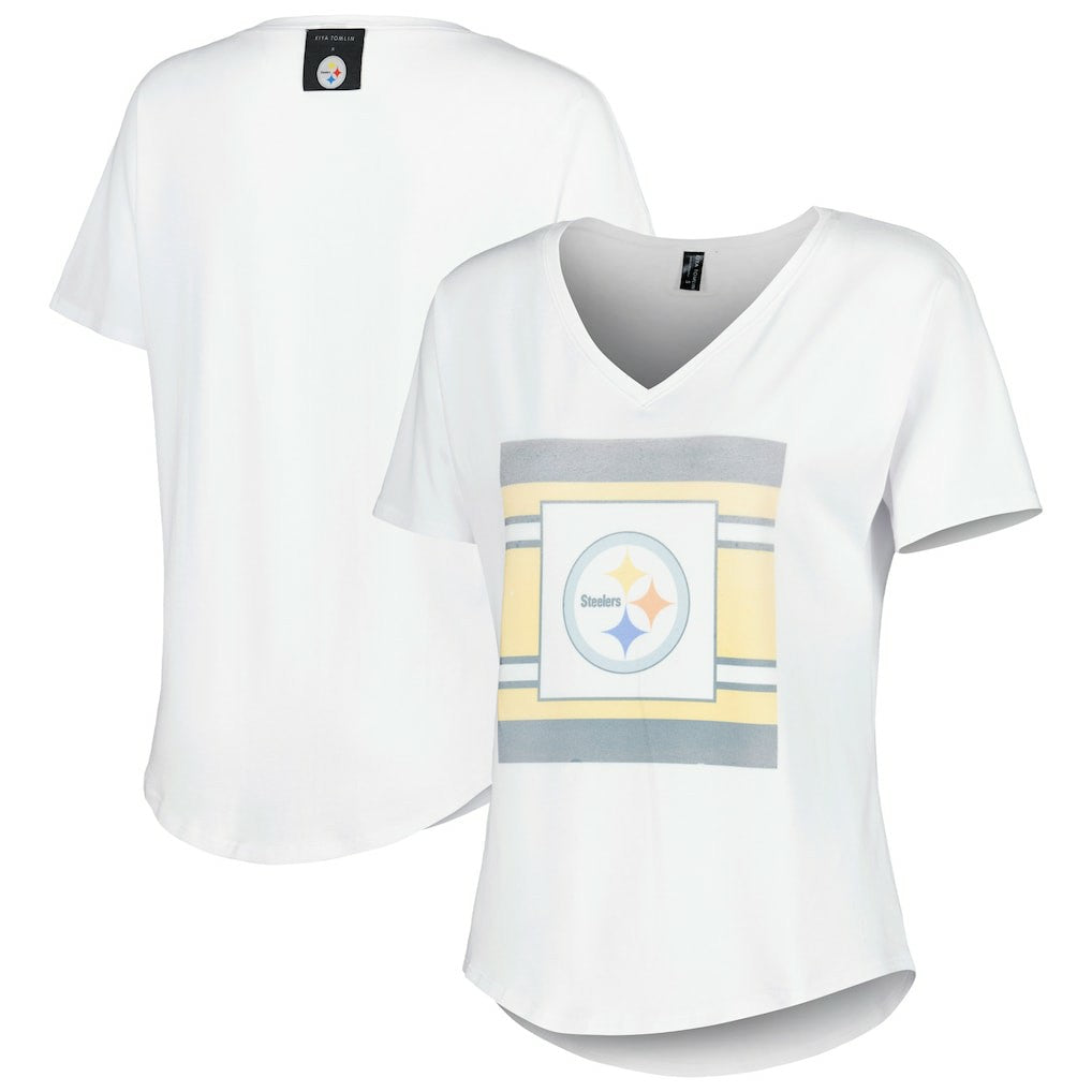 KIYA TOMLIN Women's Tri-Blend V-Neck T-Shirt - Pittsburgh Steelers