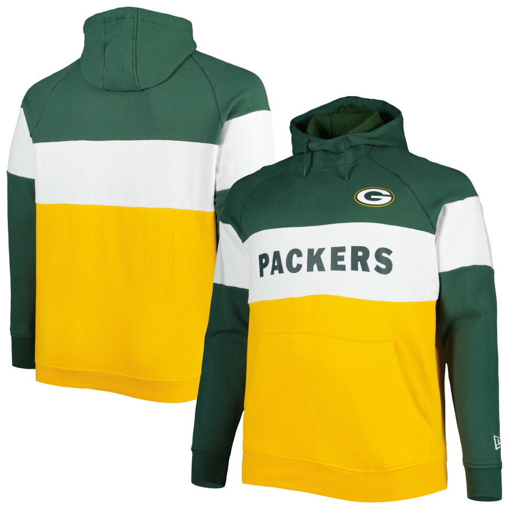 Big & Tall Current Team Colorblock Fleece Raglan Pullover Hoodie - Green Bay Packers
