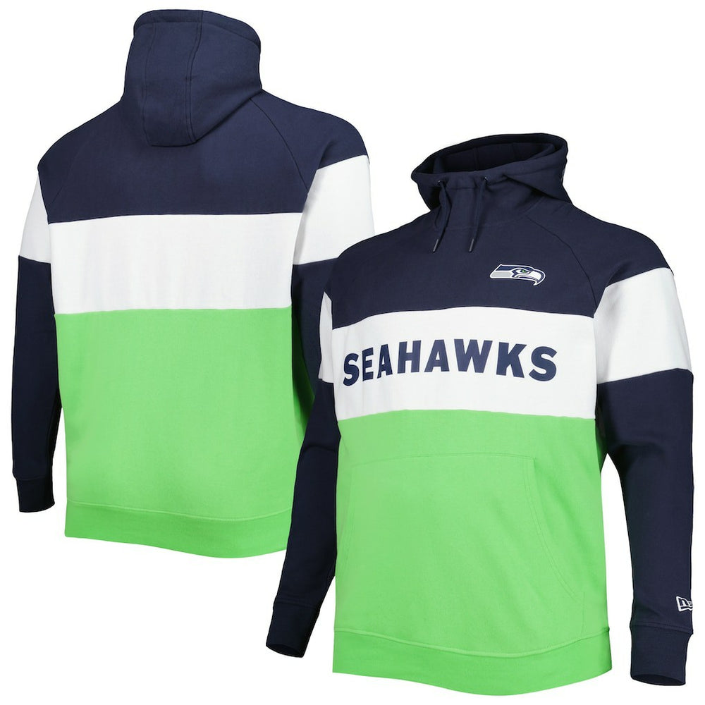 Big & Tall Current Team Colorblock Fleece Raglan Pullover Hoodie - Seattle Seahawks