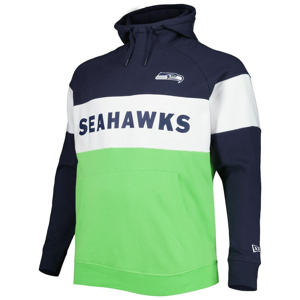 Big & Tall Current Team Colorblock Fleece Raglan Pullover Hoodie - Seattle Seahawks