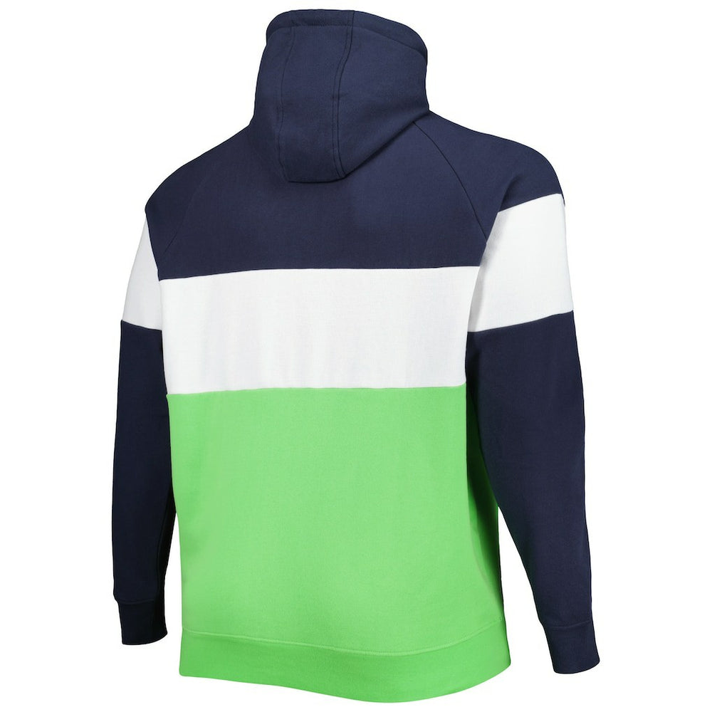Big & Tall Current Team Colorblock Fleece Raglan Pullover Hoodie - Seattle Seahawks