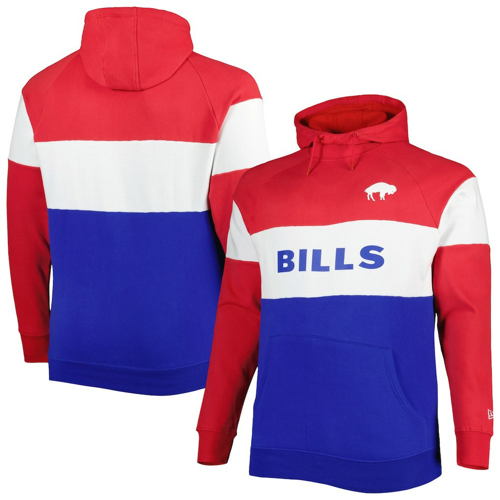 Big & Tall Throwback Colorblock Fleece Raglan Pullover Hoodie - Buffalo Bills