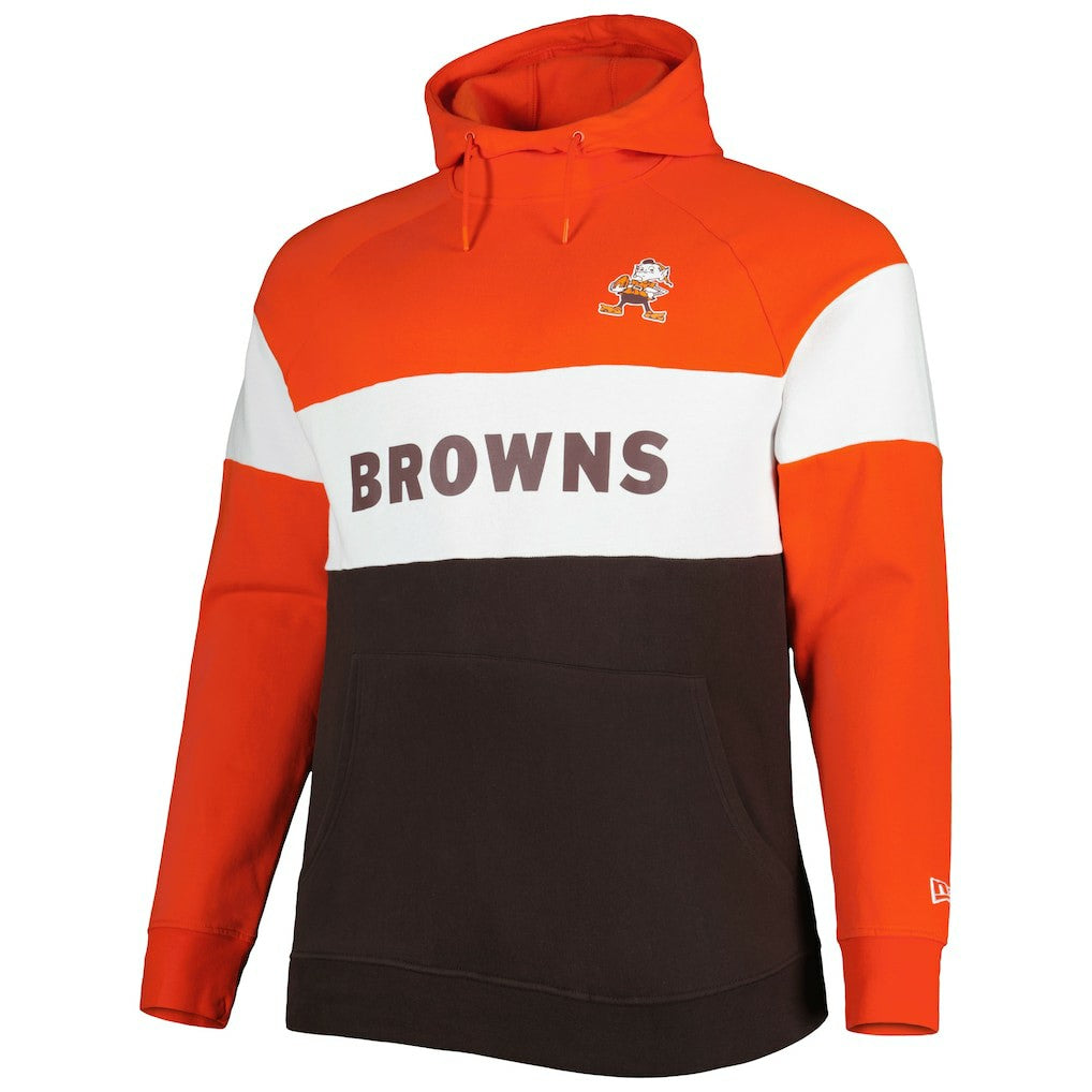 Big & Tall Throwback Colorblock Fleece Raglan Pullover Hoodie - Cleveland Browns