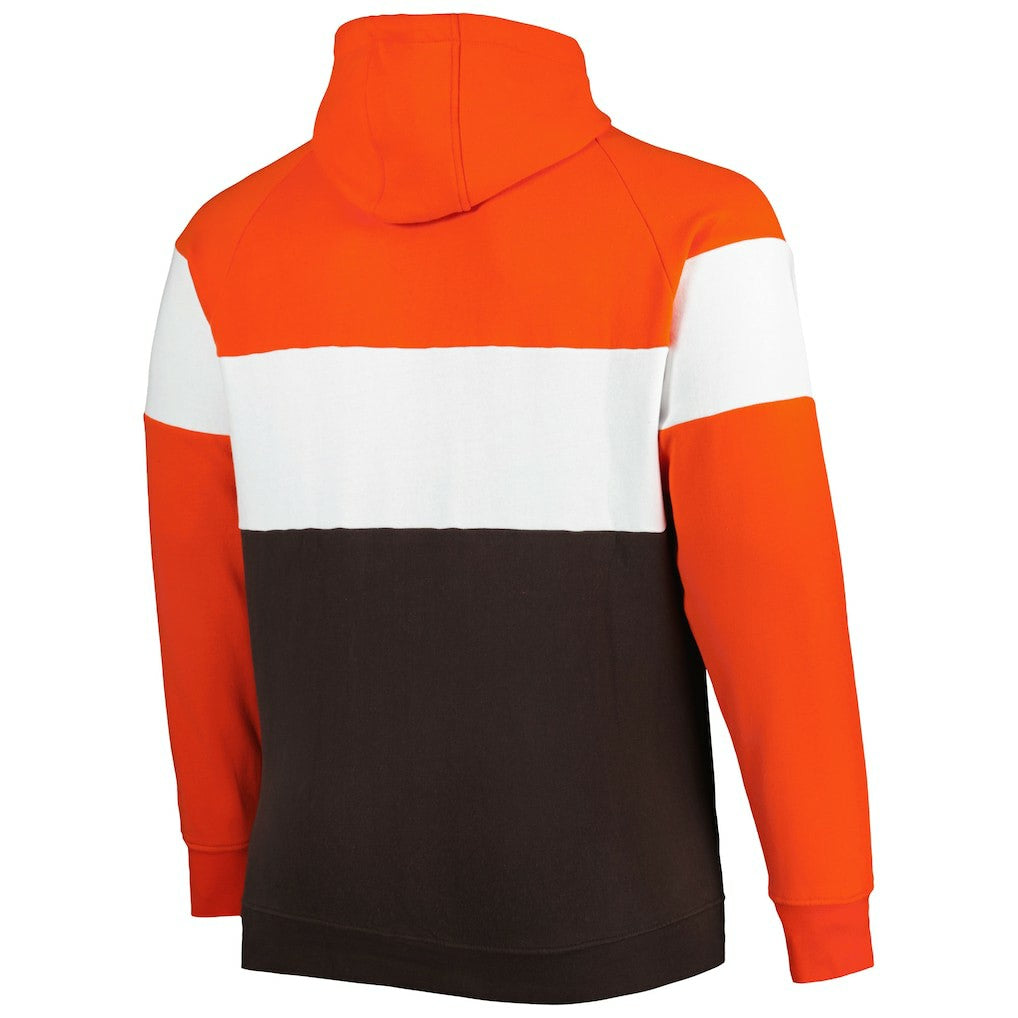 Big & Tall Throwback Colorblock Fleece Raglan Pullover Hoodie - Cleveland Browns