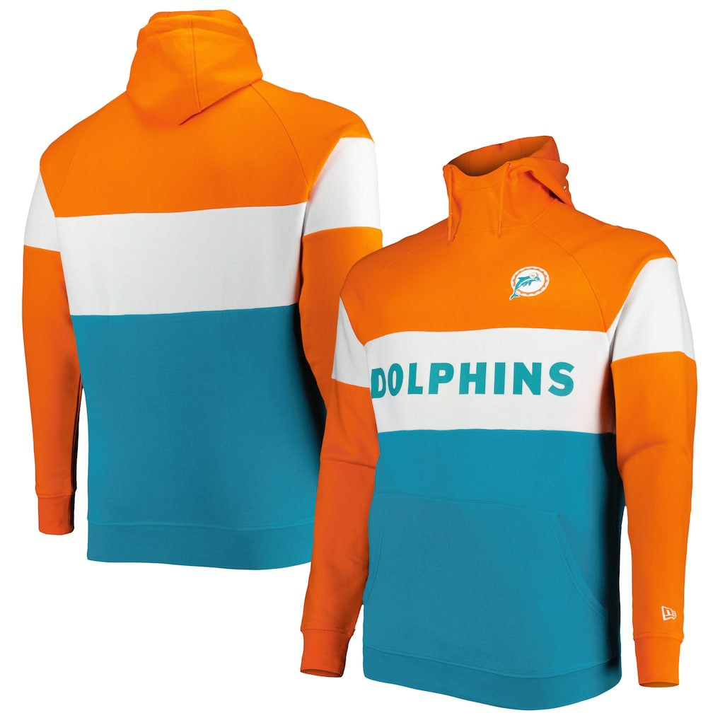 Big & Tall Throwback Colorblock Raglan Pullover Hoodie - Miami Dolphins