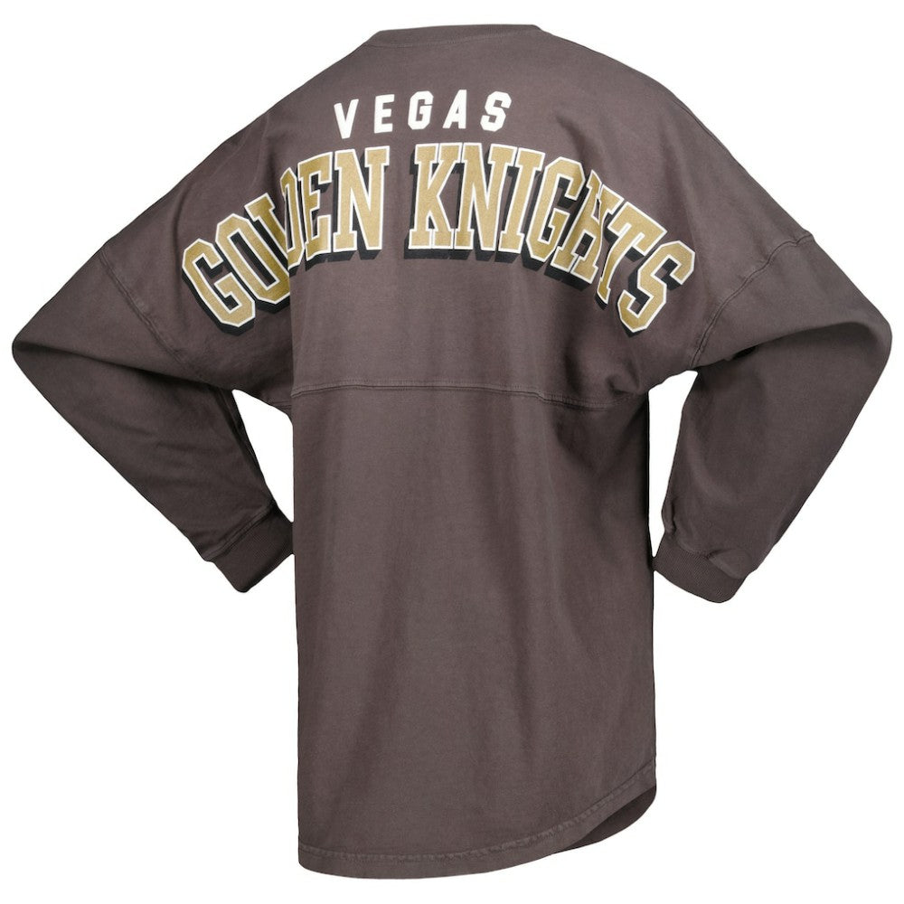 NHL Charcoal Vegas Golden Knights Fanatics Women's Spirit Lace-Up V-Neck Long Sleeve Jersey T-Shirt