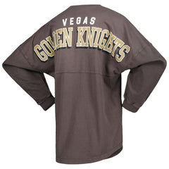 NHL Charcoal Vegas Golden Knights Fanatics Women's Spirit Lace-Up V-Neck Long Sleeve Jersey T-Shirt