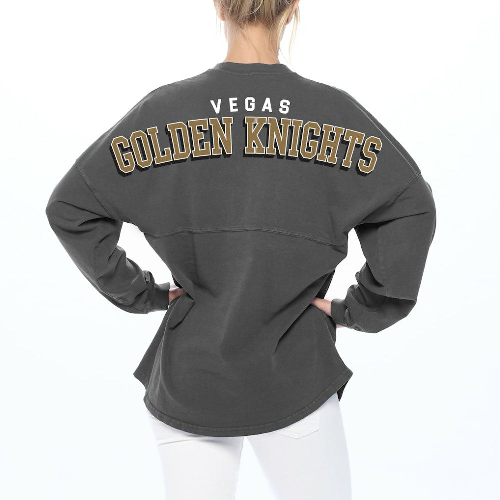 NHL Charcoal Vegas Golden Knights Fanatics Women's Spirit Lace-Up V-Neck Long Sleeve Jersey T-Shirt