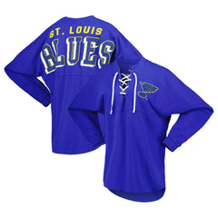 NHL Blue St. Louis Blues Fanatics Women's Spirit Lace-Up V-Neck Long Sleeve Jersey T-Shirt