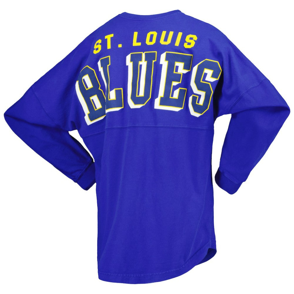 NHL Blue St. Louis Blues Fanatics Women's Spirit Lace-Up V-Neck Long Sleeve Jersey T-Shirt