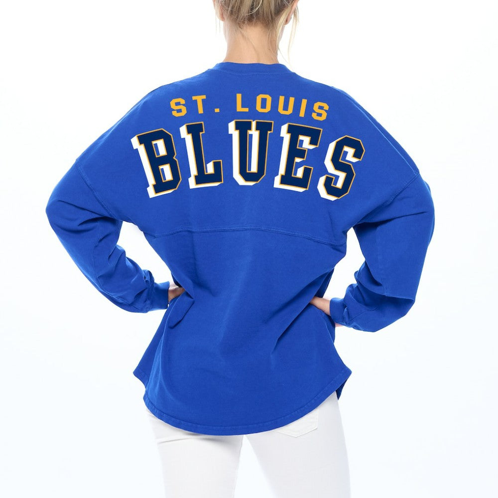 NHL Blue St. Louis Blues Fanatics Women's Spirit Lace-Up V-Neck Long Sleeve Jersey T-Shirt