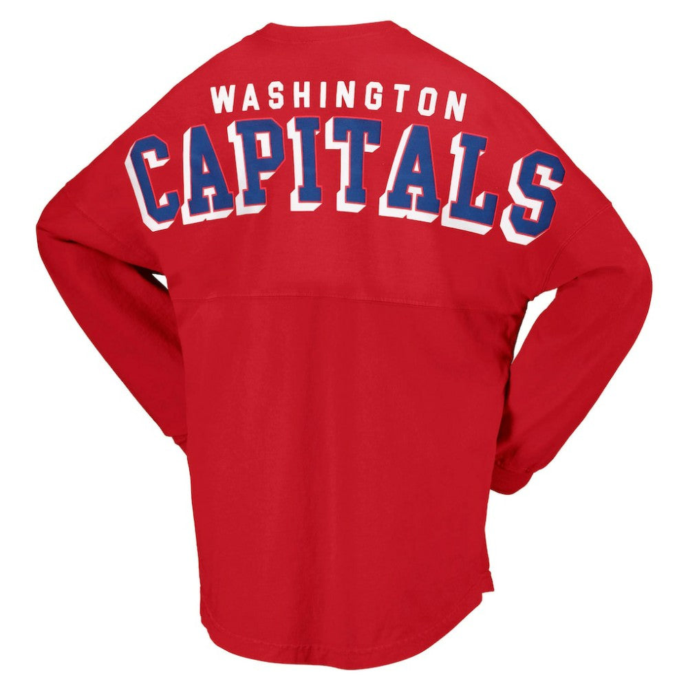 NHL Red Washington Capitals Fanatics Women's Spirit Lace-Up V-Neck Long Sleeve Jersey T-Shirt