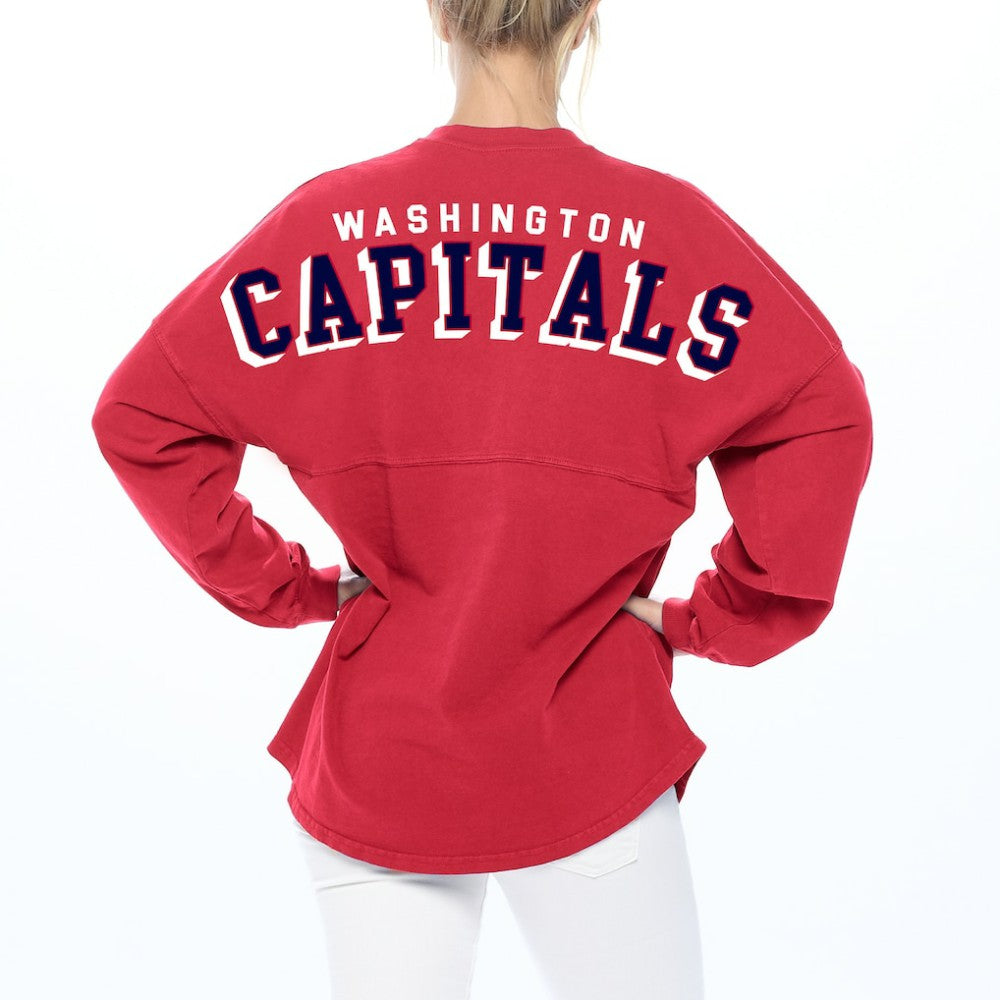 NHL Red Washington Capitals Fanatics Women's Spirit Lace-Up V-Neck Long Sleeve Jersey T-Shirt