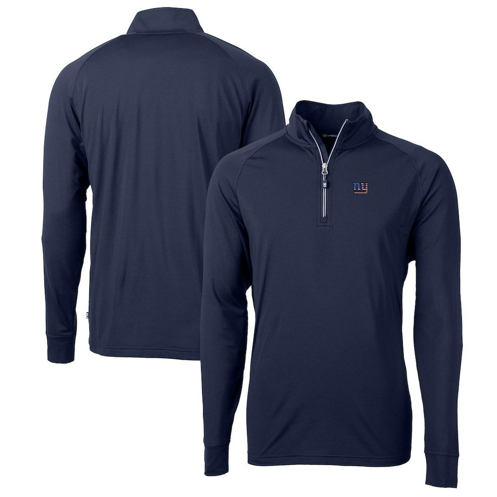 Cutter & Buck Big & Tall Adapt Eco Knit Stretch Recycled Quarter-Zip Pullover Top - New York Giants