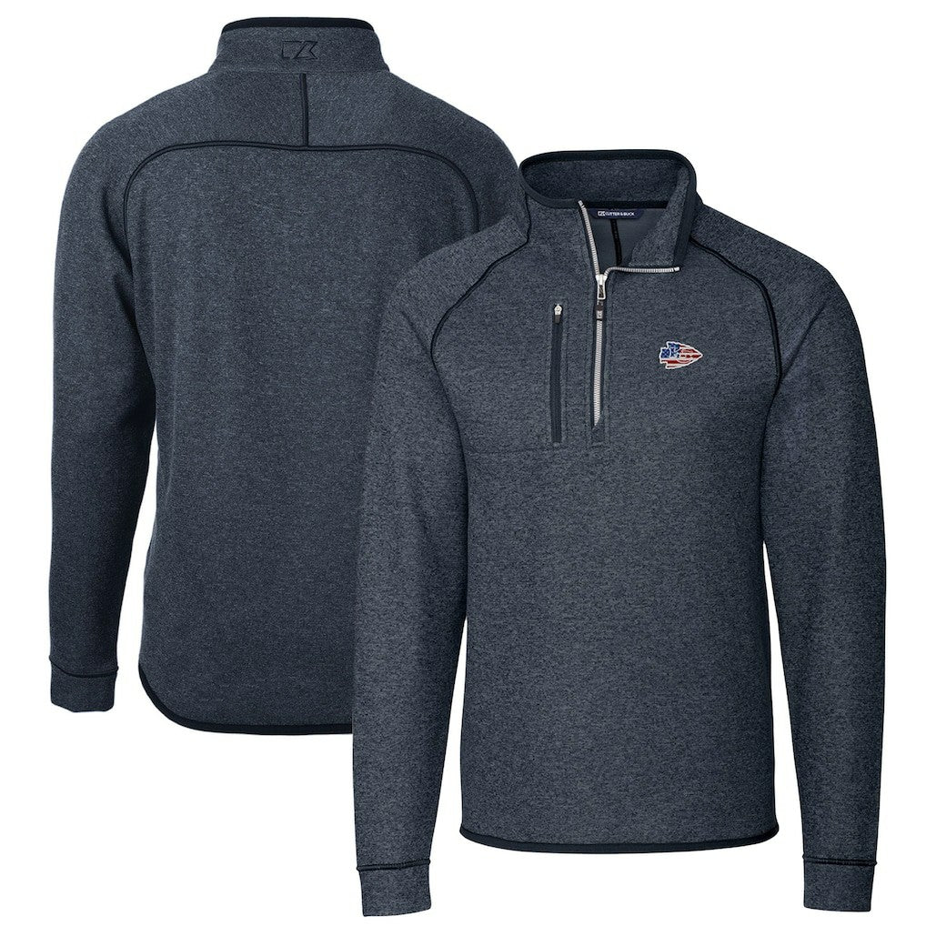 Cutter & Buck Big & Tall Mainsail Sweater Knit Half-Zip Pullover Jacket - Kansas City Chiefs