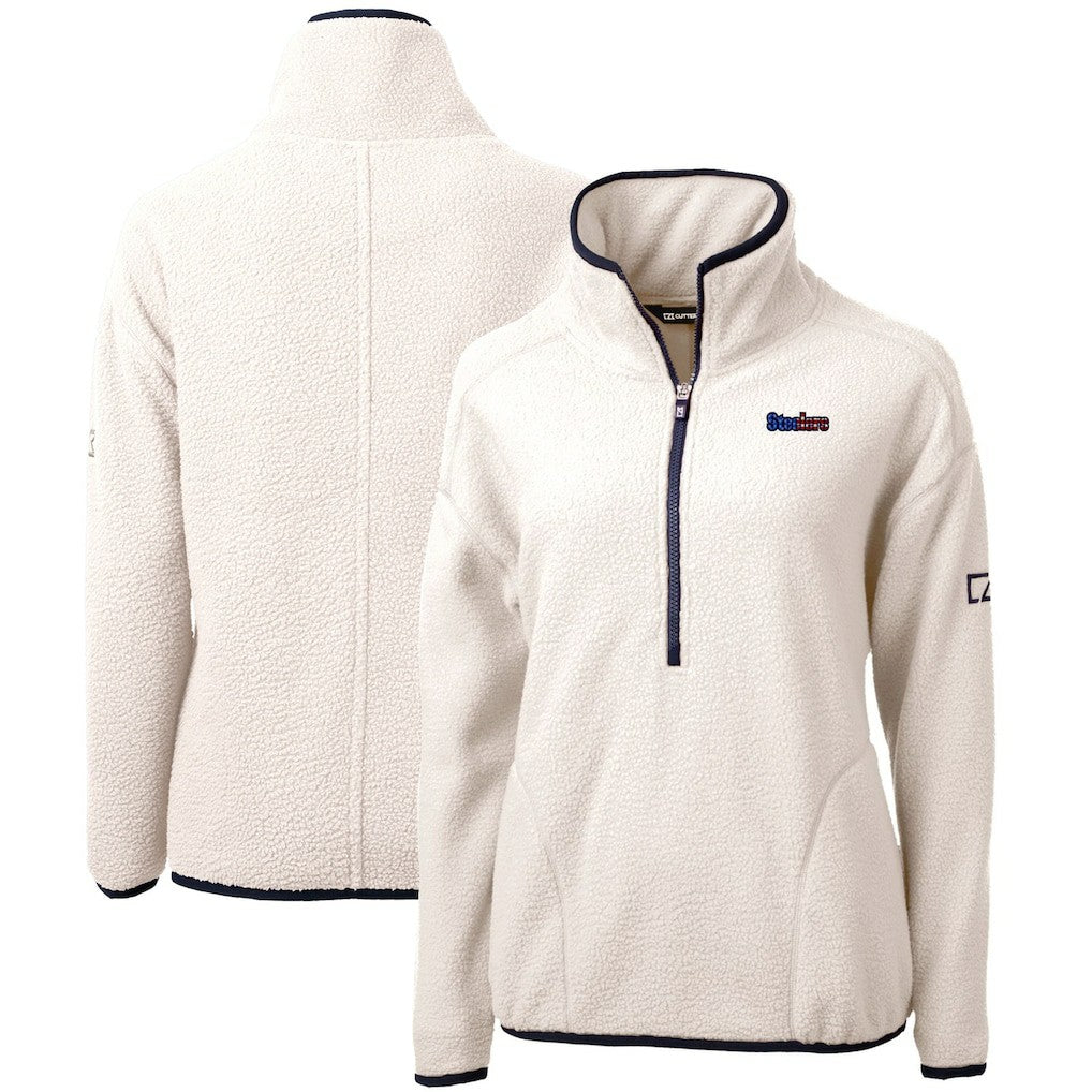 Cutter & Buck Women's Americana Cascade Eco Sherpa Fleece Half-Zip Pullover Jacket - Pittsburgh Steelers