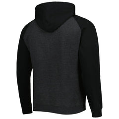 NHL Heather Black St. Louis Blues Mitchell & Ness Distressed Logo Raglan Pullover Hoodie