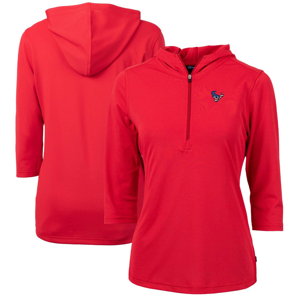 Cutter & Buck Women's Virtue Eco Pique 3/4 Sleeve Half-Zip Pullover Hoodie - Houston Texans
