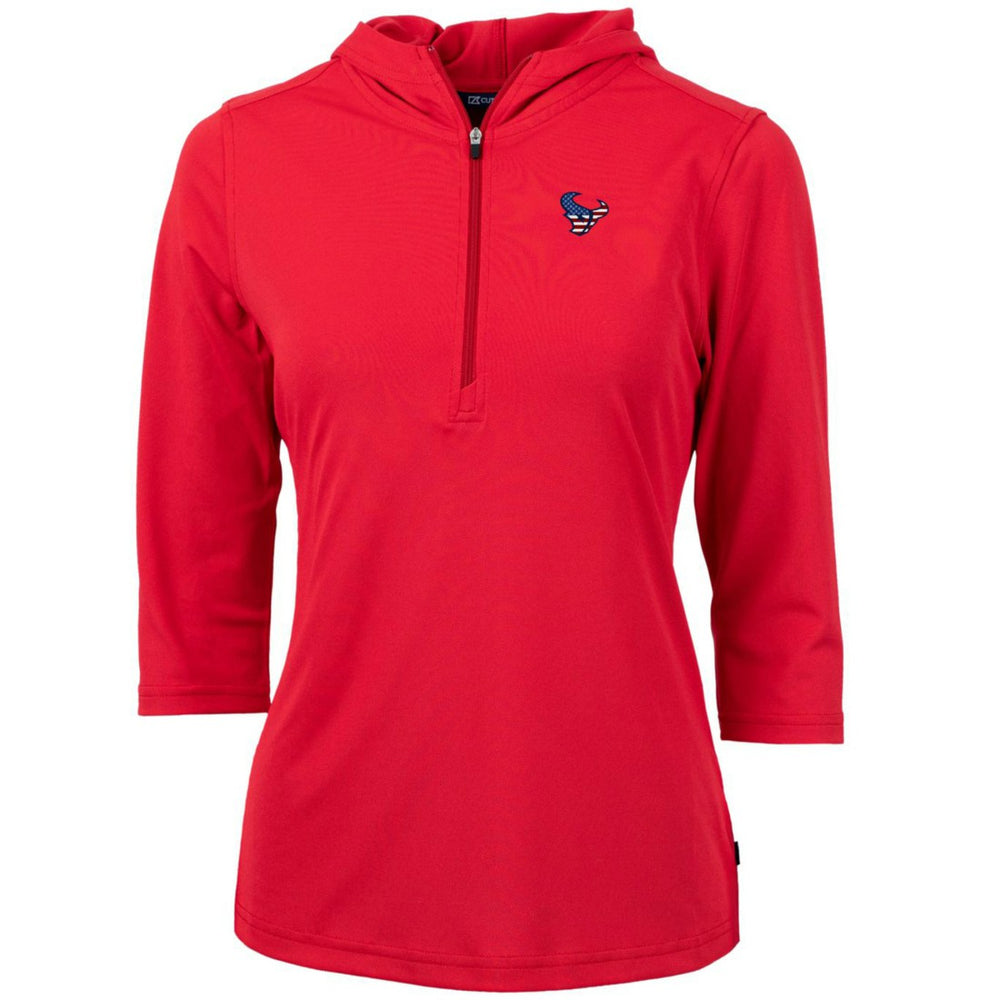 Cutter & Buck Women's Virtue Eco Pique 3/4 Sleeve Half-Zip Pullover Hoodie - Houston Texans