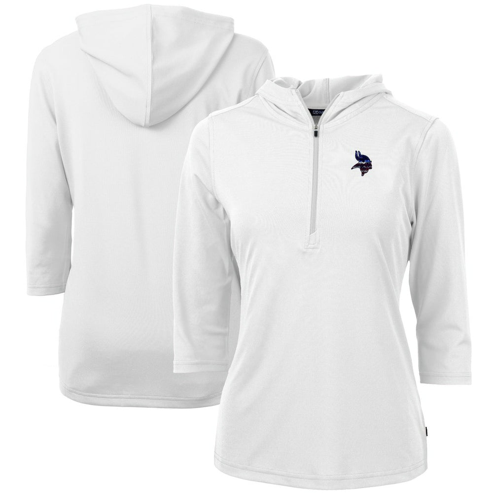 Cutter & Buck Women's Virtue Eco Pique 3/4 Sleeve Half-Zip Pullover Hoodie - Minnesota Vikings