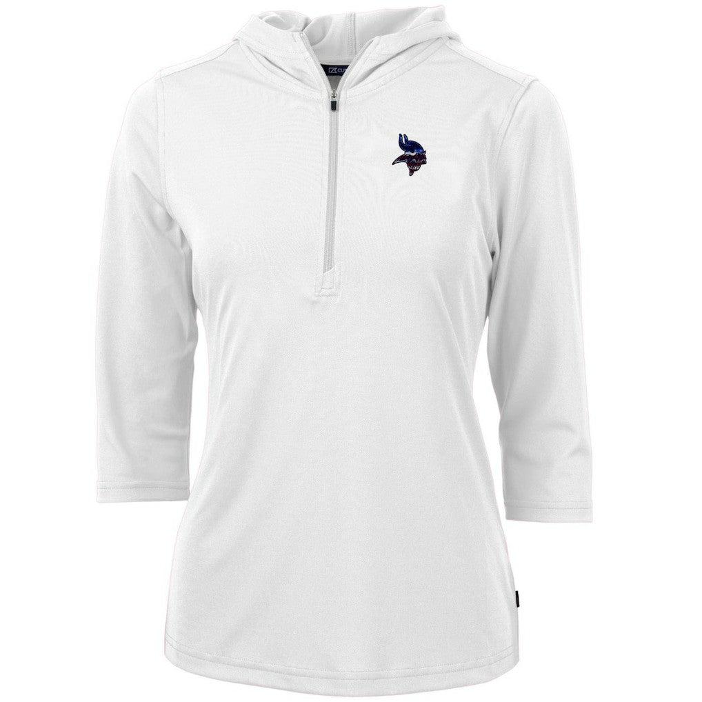 Cutter & Buck Women's Virtue Eco Pique 3/4 Sleeve Half-Zip Pullover Hoodie - Minnesota Vikings