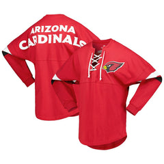 Women's Spirit Jersey Lace-Up V-Neck Long Sleeve T-Shirt - Arizona Cardinals