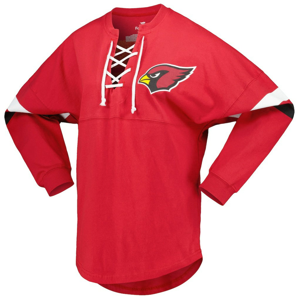 Women's Spirit Jersey Lace-Up V-Neck Long Sleeve T-Shirt - Arizona Cardinals
