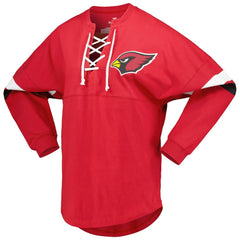 Women's Spirit Jersey Lace-Up V-Neck Long Sleeve T-Shirt - Arizona Cardinals
