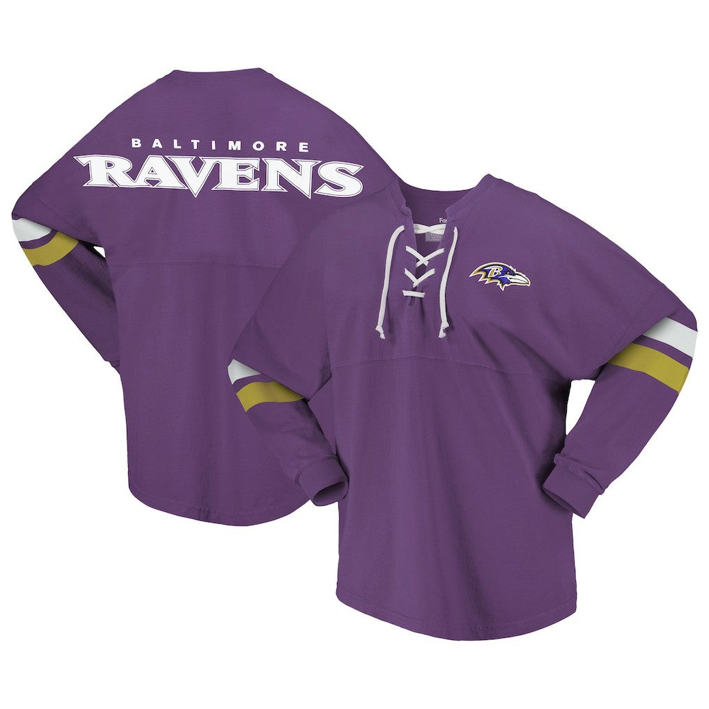 Women's Spirit Jersey Lace-Up V-Neck Long Sleeve T-Shirt - Baltimore Ravens