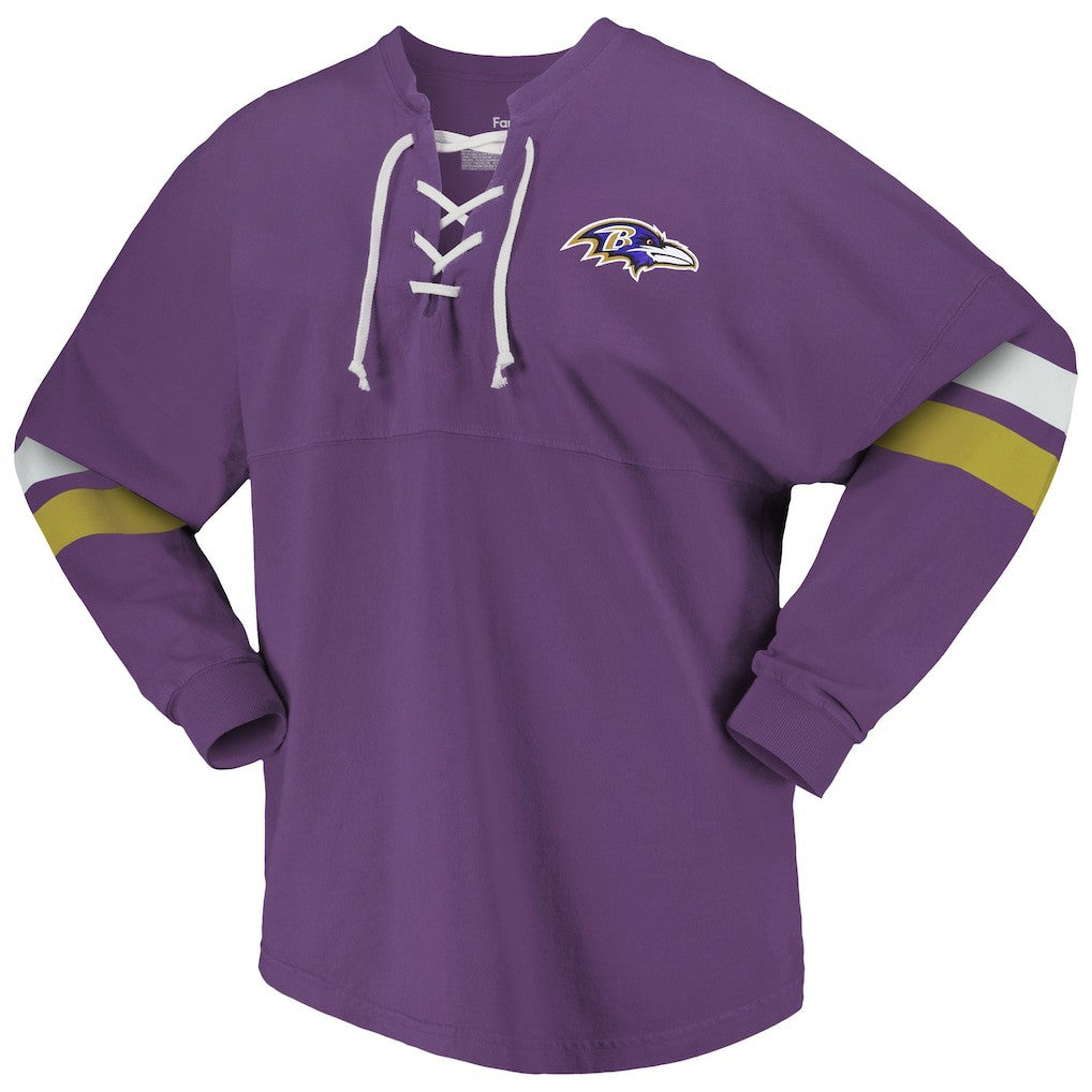 Women's Spirit Jersey Lace-Up V-Neck Long Sleeve T-Shirt - Baltimore Ravens