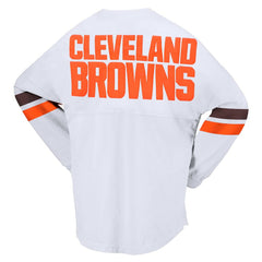 Women's Spirit Jersey Lace-Up V-Neck Long Sleeve T-Shirt - Cleveland Browns