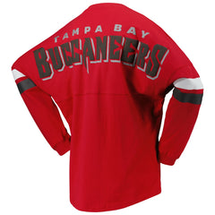 Women's Spirit Jersey Lace-Up V-Neck Long Sleeve T-Shirt - Tampa Bay Buccaneers