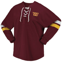 Women's Spirit Jersey Lace-Up V-Neck Long Sleeve T-Shirt - Washington Commanders
