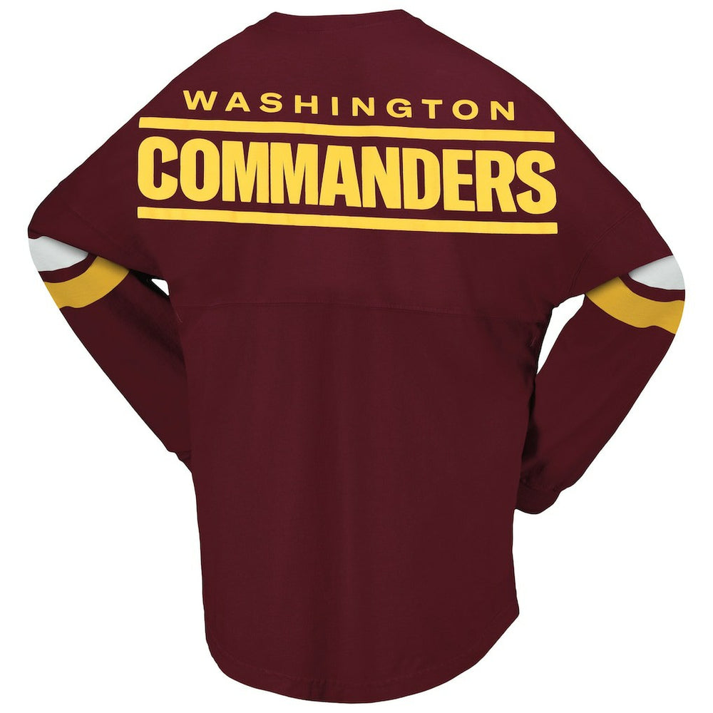 Women's Spirit Jersey Lace-Up V-Neck Long Sleeve T-Shirt - Washington Commanders