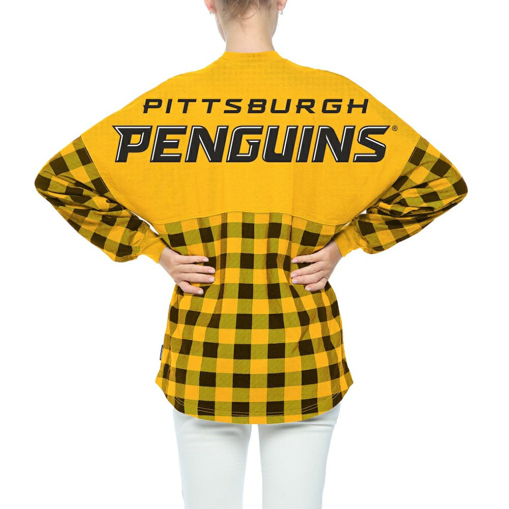NHL Gold Pittsburgh Penguins Fanatics Women's Buffalo Check Long Sleeve T-Shirt