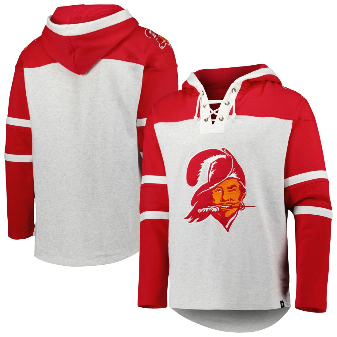 '47 Historic Logo Gridiron Lace-Up Pullover Hoodie - Tampa Bay Buccaneers