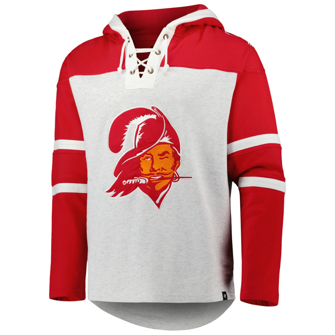 '47 Historic Logo Gridiron Lace-Up Pullover Hoodie - Tampa Bay Buccaneers