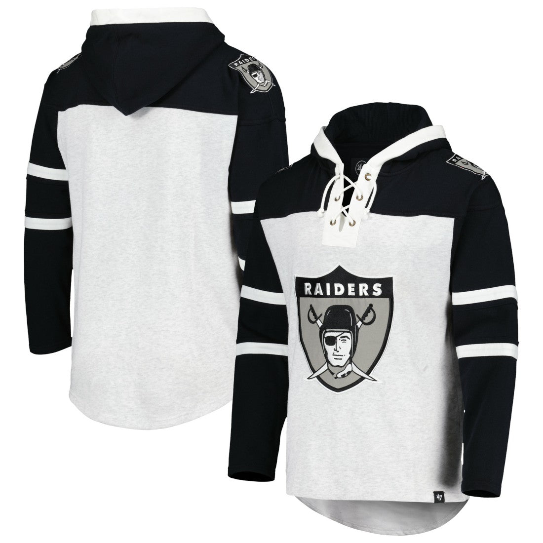 '47 Historic Logo Gridiron Lace-Up Pullover Hoodie - Las Vegas Raiders