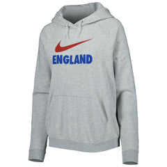 England National Team Women's Lockup Varsity Fleece Raglan Pullover Hoodie - Nike Heather Gray